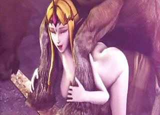 Blond-haired 3D princess fucked by a horse